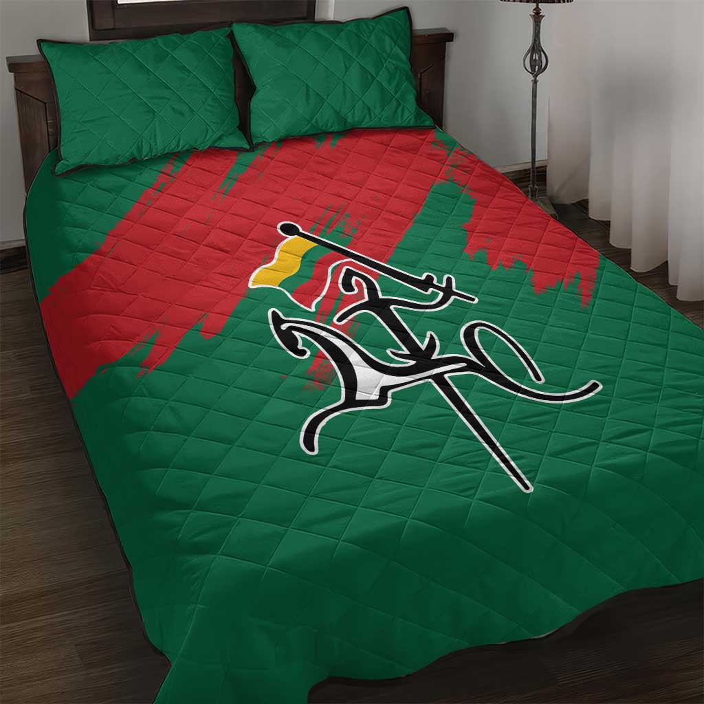 Lithuania Emblem Quilt Bed Set National Symbol with Traditional Patterns
