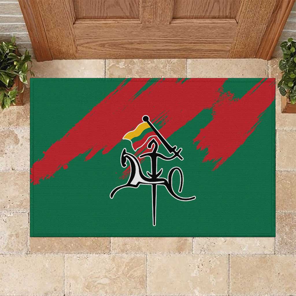 Lithuania Emblem Rubber Doormat National Symbol with Traditional Patterns