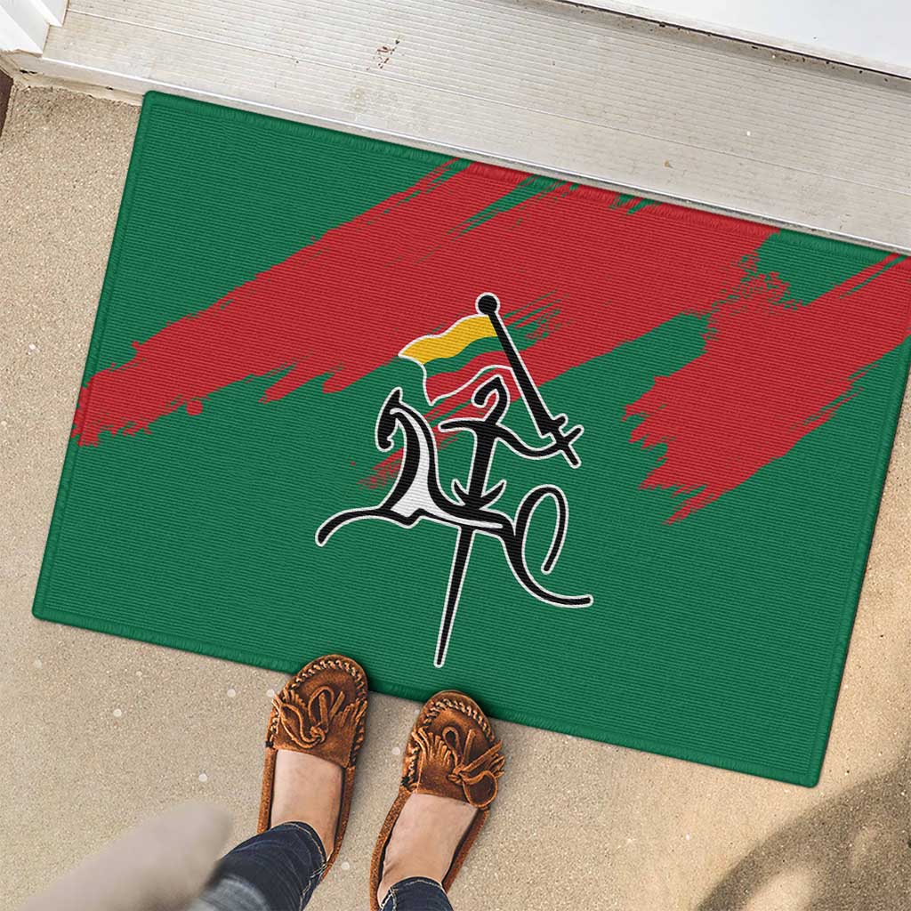 Lithuania Emblem Rubber Doormat National Symbol with Traditional Patterns