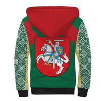 Lithuania Emblem Sherpa Hoodie National Symbol with Traditional Patterns