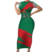 Lithuania Emblem Short Sleeve Bodycon Dress National Symbol with Traditional Patterns