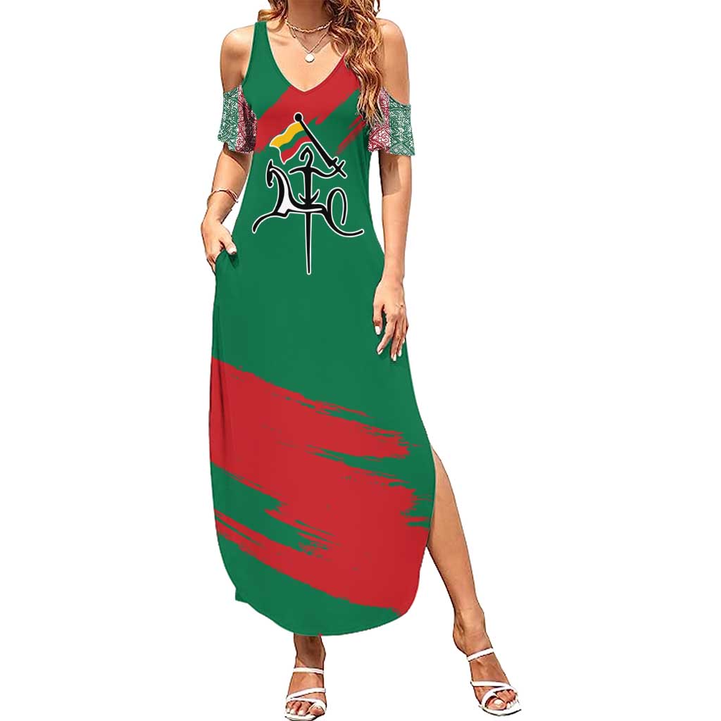 Lithuania Emblem Summer Maxi Dress National Symbol with Traditional Patterns