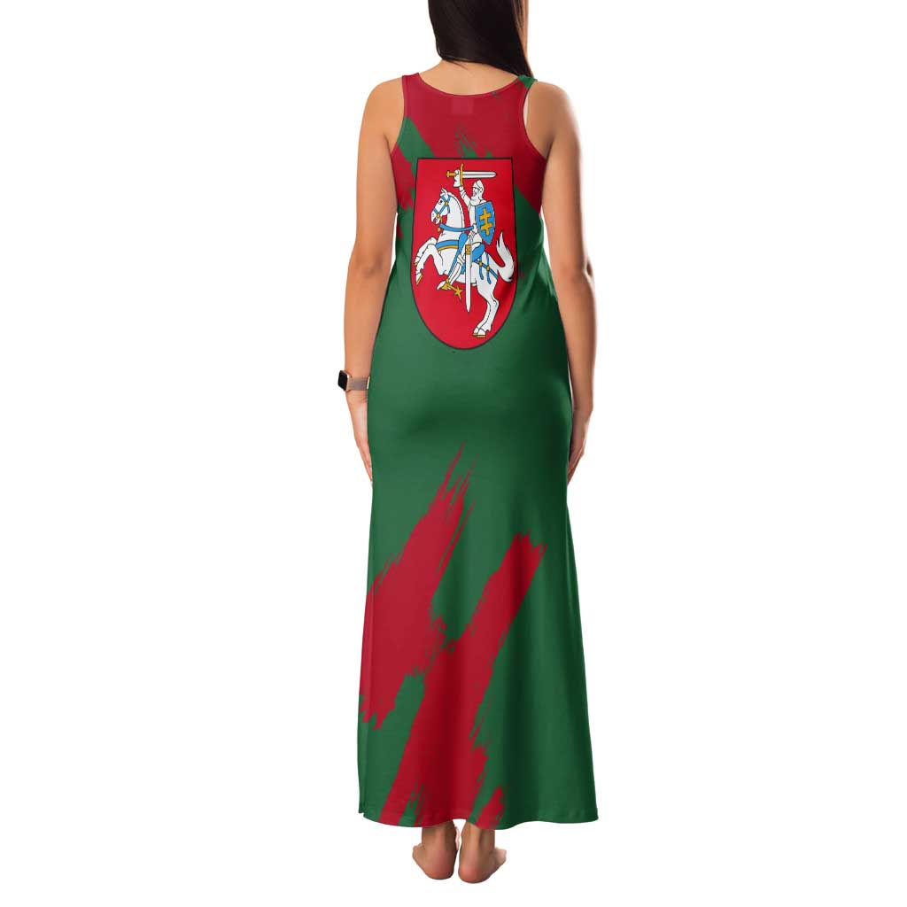 Lithuania Emblem Tank Maxi Dress National Symbol with Traditional Patterns