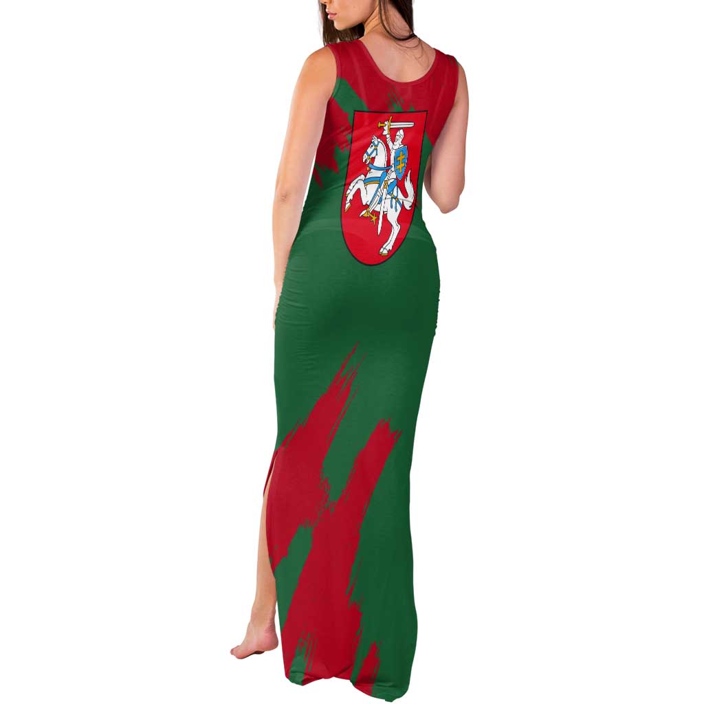 Lithuania Emblem Tank Maxi Dress National Symbol with Traditional Patterns