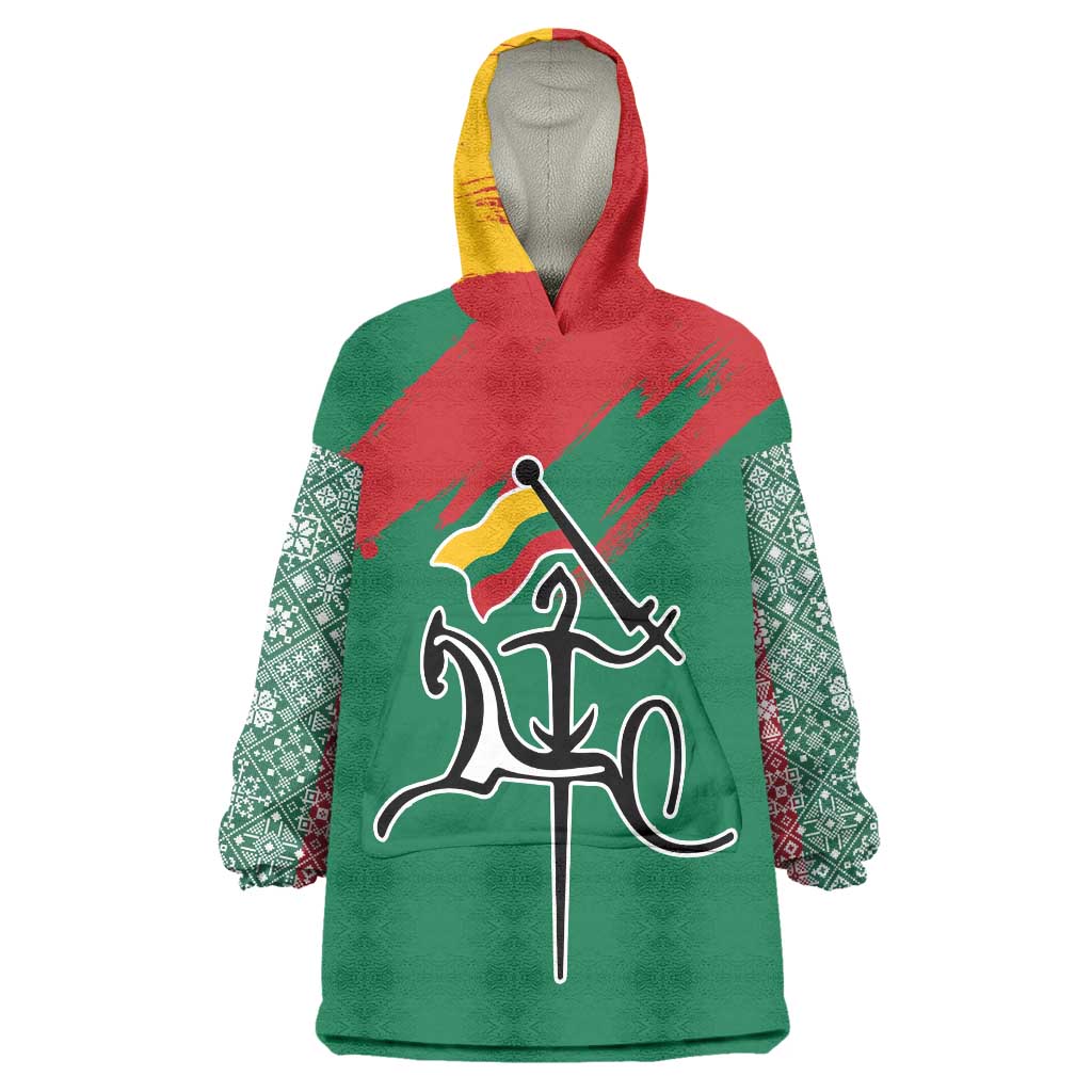 Lithuania Emblem Wearable Blanket Hoodie National Symbol with Traditional Patterns