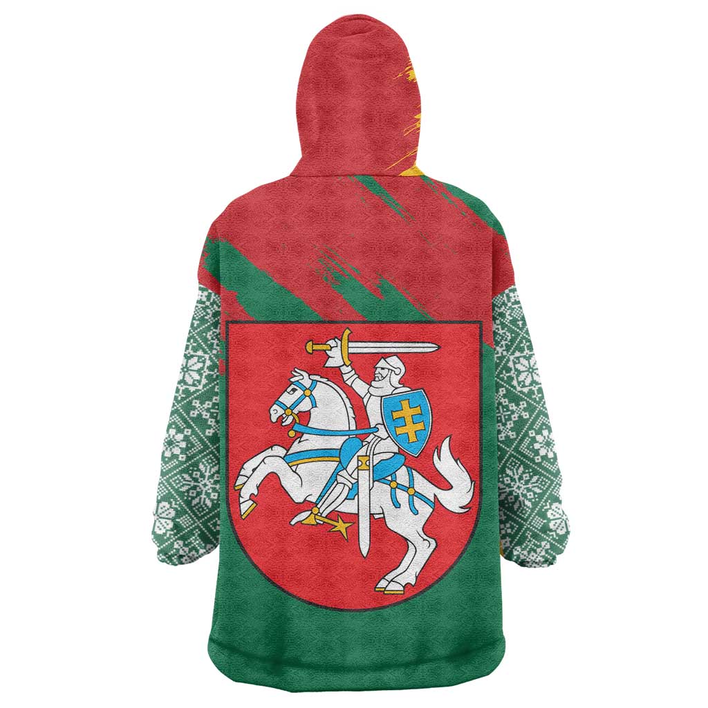 Lithuania Emblem Wearable Blanket Hoodie National Symbol with Traditional Patterns