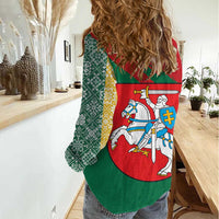 Lithuania Emblem Women Casual Shirt National Symbol with Traditional Patterns