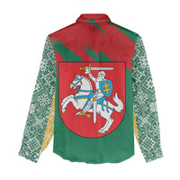 Lithuania Emblem Women Casual Shirt National Symbol with Traditional Patterns