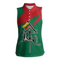 Lithuania Emblem Women Sleeveless Polo Shirt National Symbol with Traditional Patterns