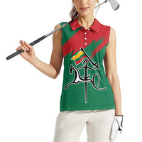 Lithuania Emblem Women Sleeveless Polo Shirt National Symbol with Traditional Patterns