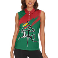 Lithuania Emblem Women Sleeveless Polo Shirt National Symbol with Traditional Patterns