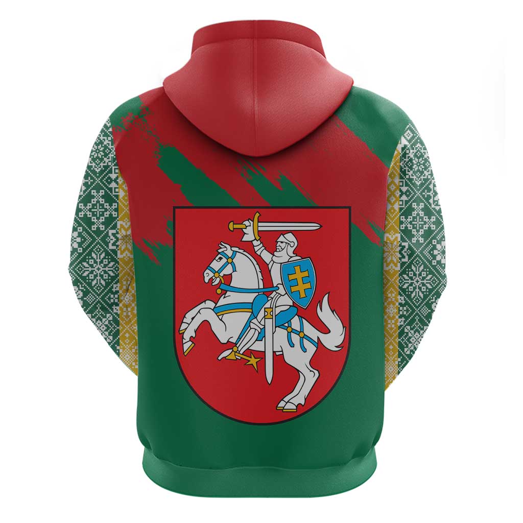 Lithuania Emblem Zip Hoodie National Symbol with Traditional Patterns