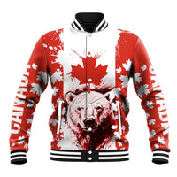 Canada Bear Baseball Jacket with Maple Leaf and Rocky Mountain Design