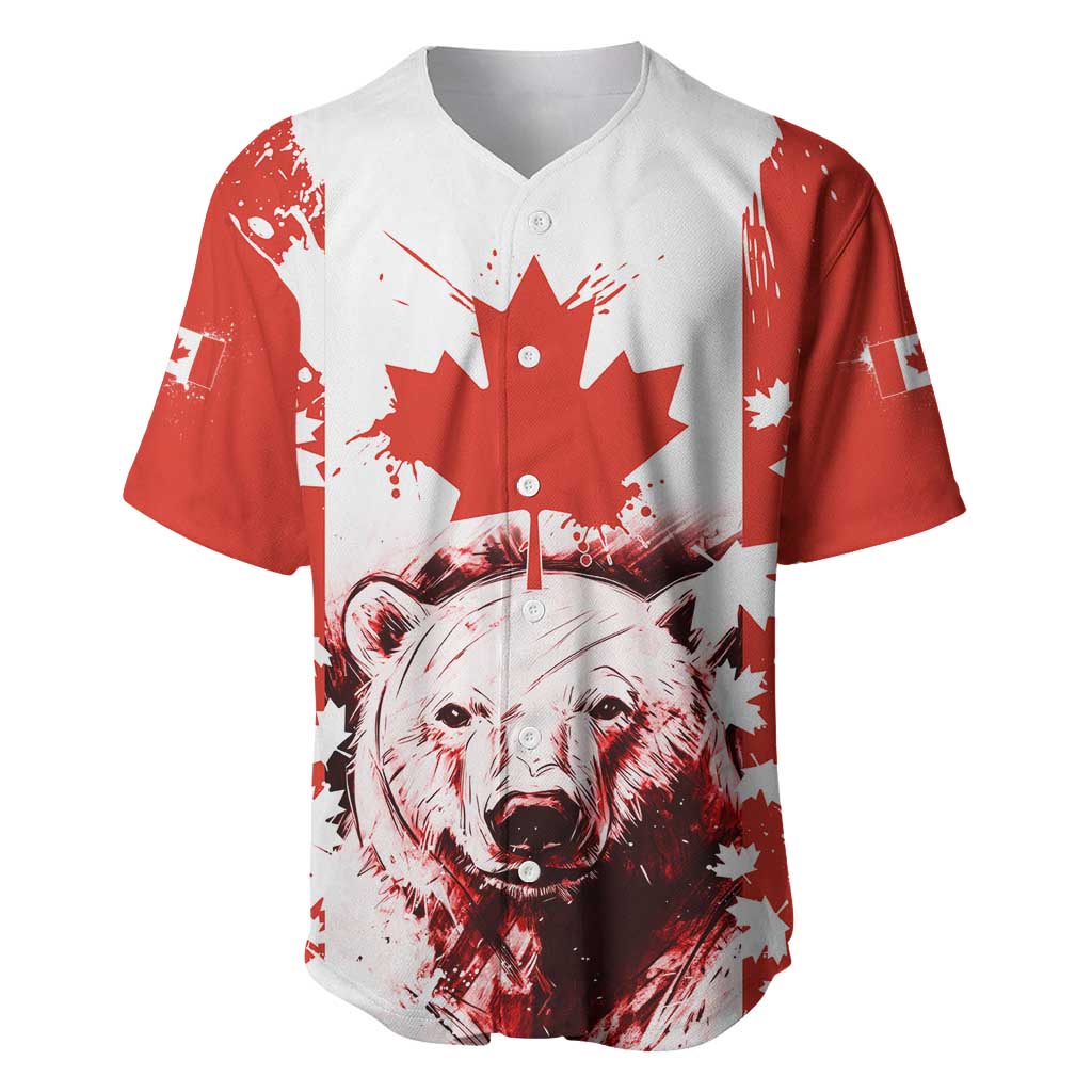 Canada Bear Baseball Jersey with Maple Leaf and Rocky Mountain Design