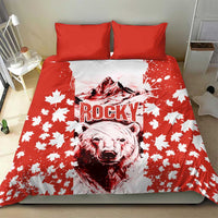 Canada Bear Bedding Set with Maple Leaf and Rocky Mountain Design
