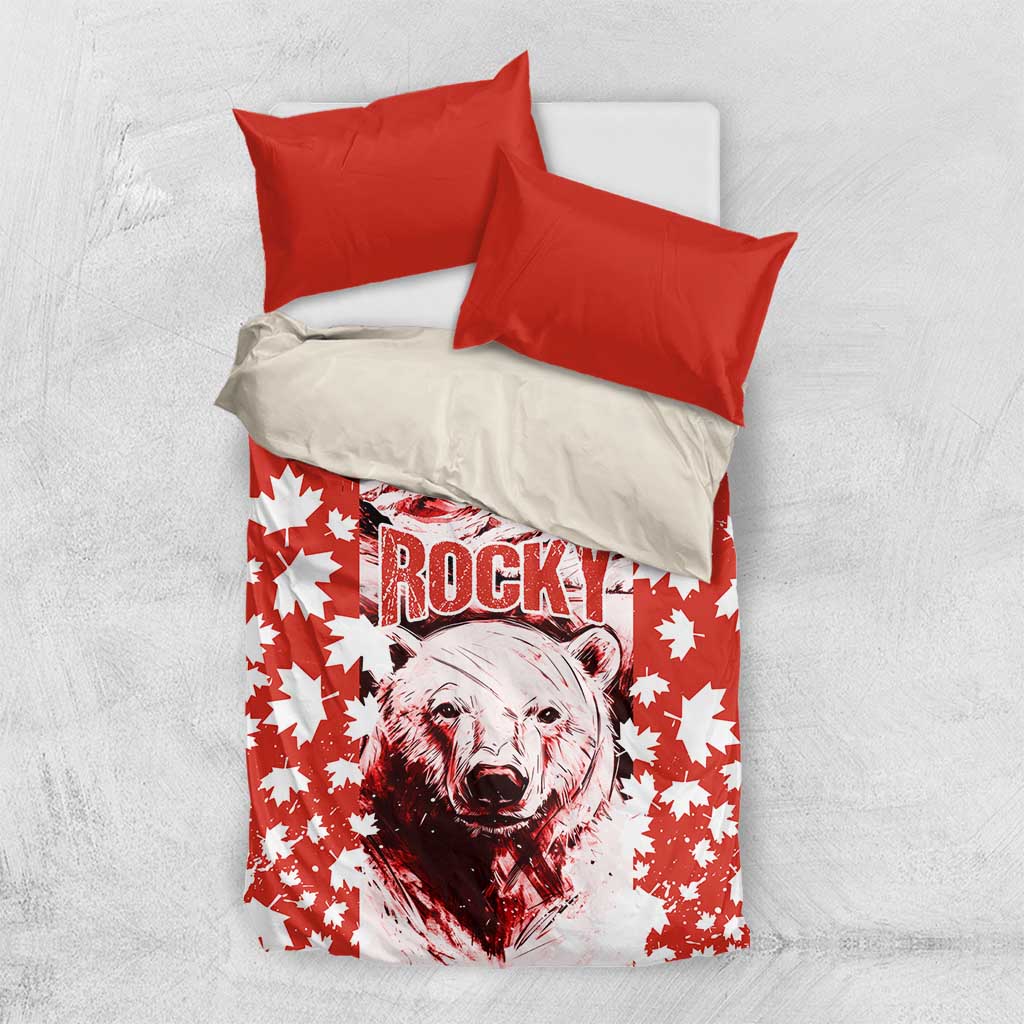 Canada Bear Bedding Set with Maple Leaf and Rocky Mountain Design
