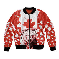 Canada Bear Bomber Jacket with Maple Leaf and Rocky Mountain Design