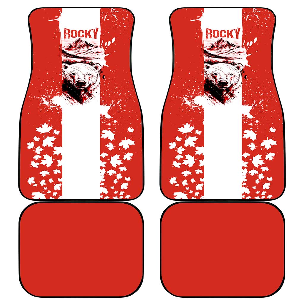 Canada Bear Car Mats with Maple Leaf and Rocky Mountain Design