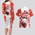 Canada Bear Couples Matching Long Sleeve Bodycon Dress and Hawaiian Shirt with Maple Leaf and Rocky Mountain Design