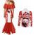 Canada Bear Couples Matching Mermaid Dress and Long Sleeve Button Shirt with Maple Leaf and Rocky Mountain Design