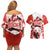 Canada Bear Couples Matching Off Shoulder Short Dress and Hawaiian Shirt with Maple Leaf and Rocky Mountain Design