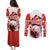Canada Bear Couples Matching Puletasi and Long Sleeve Button Shirt with Maple Leaf and Rocky Mountain Design