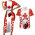 Canada Bear Couples Matching Short Sleeve Bodycon Dress and Hawaiian Shirt with Maple Leaf and Rocky Mountain Design