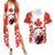 Canada Bear Couples Matching Summer Maxi Dress and Hawaiian Shirt with Maple Leaf and Rocky Mountain Design