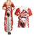 Canada Bear Couples Matching Summer Maxi Dress and Hawaiian Shirt with Maple Leaf and Rocky Mountain Design