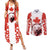 Canada Bear Couples Matching Summer Maxi Dress and Long Sleeve Button Shirt with Maple Leaf and Rocky Mountain Design