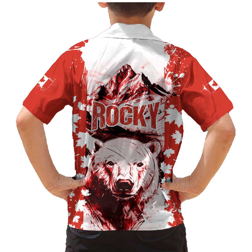 Canada Bear Family Matching Mermaid Dress and Hawaiian Shirt with Maple Leaf and Rocky Mountain Design