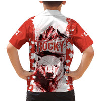 Canada Bear Family Matching Mermaid Dress and Hawaiian Shirt with Maple Leaf and Rocky Mountain Design