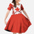 Canada Bear Family Matching Off The Shoulder Long Sleeve Dress and Hawaiian Shirt with Maple Leaf and Rocky Mountain Design