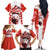 Canada Bear Family Matching Off The Shoulder Long Sleeve Dress and Hawaiian Shirt with Maple Leaf and Rocky Mountain Design