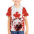 Canada Bear Family Matching Off The Shoulder Long Sleeve Dress and Hawaiian Shirt with Maple Leaf and Rocky Mountain Design