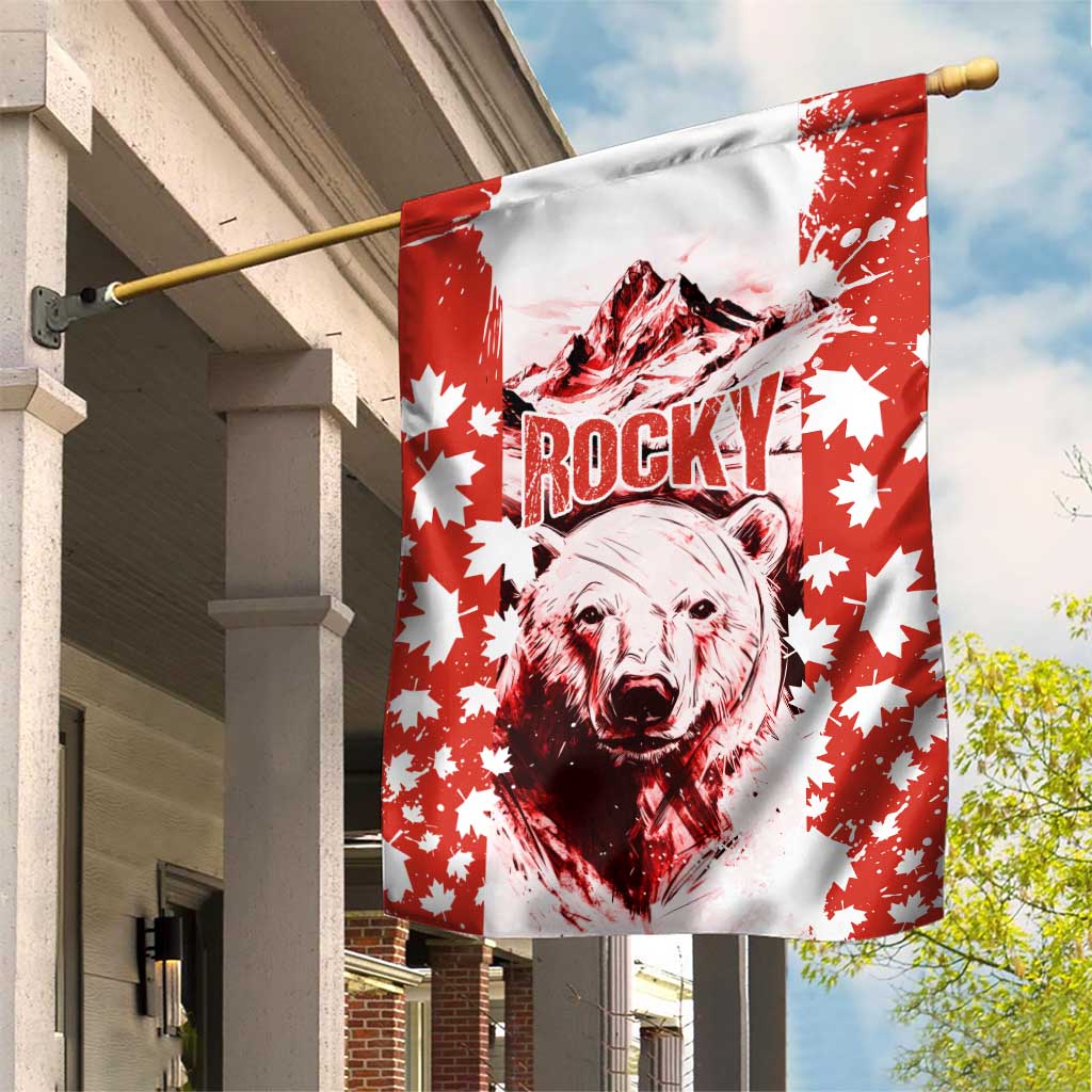 Canada Bear Garden Flag with Maple Leaf and Rocky Mountain Design