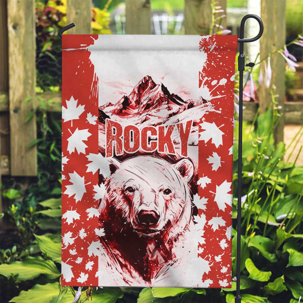 Canada Bear Garden Flag with Maple Leaf and Rocky Mountain Design