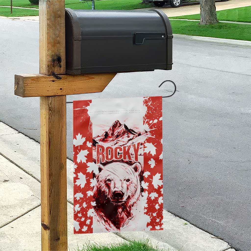 Canada Bear Garden Flag with Maple Leaf and Rocky Mountain Design