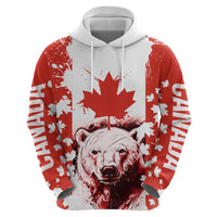 Canada Bear Hoodie with Maple Leaf and Rocky Mountain Design