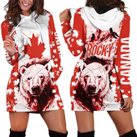 Canada Bear Hoodie Dress with Maple Leaf and Rocky Mountain Design