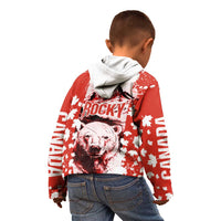 Canada Bear Kid Hoodie with Maple Leaf and Rocky Mountain Design