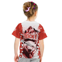 Canada Bear Kid T Shirt with Maple Leaf and Rocky Mountain Design