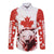 Canada Bear Long Sleeve Button Shirt with Maple Leaf and Rocky Mountain Design