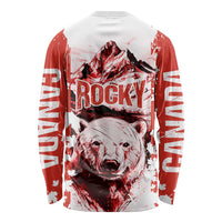Canada Bear Long Sleeve Shirt with Maple Leaf and Rocky Mountain Design