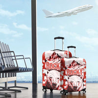 Canada Bear Luggage Cover with Maple Leaf and Rocky Mountain Design