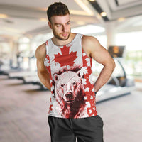 Canada Bear Men Tank Top with Maple Leaf and Rocky Mountain Design