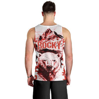 Canada Bear Men Tank Top with Maple Leaf and Rocky Mountain Design