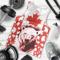 Canada Bear Men Tank Top with Maple Leaf and Rocky Mountain Design