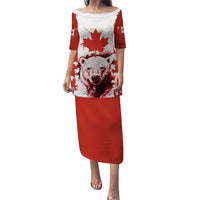 Canada Bear Puletasi with Maple Leaf and Rocky Mountain Design