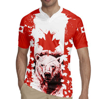 Canada Bear Rugby Jersey with Maple Leaf and Rocky Mountain Design